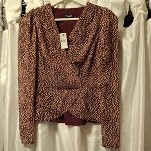 Express Brown and Cream Patterned Blouse S